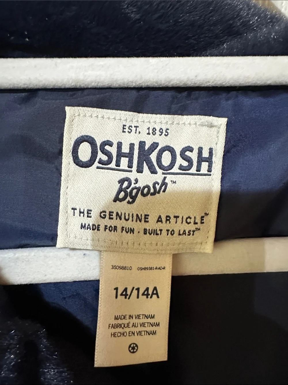 OshKosh B'gosh Dark Blue Plush Teddy Jacket